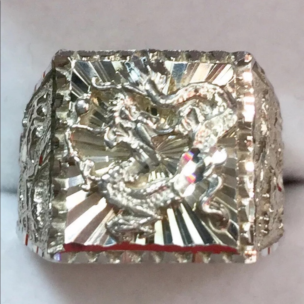 New Custom Handmade Asian Dragon Bling ring Band